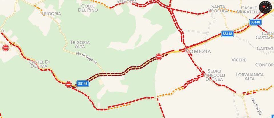 traffico per incendio pontina