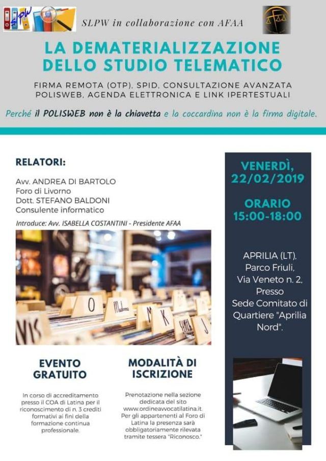 lOCANDINA CONVEGNO 22.02.2019