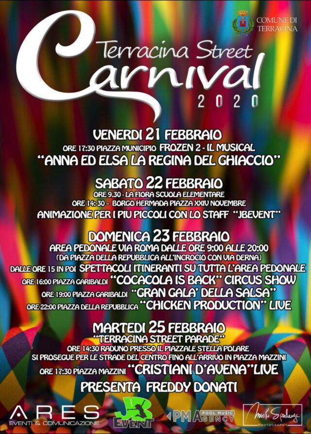 Calendario eventi carnevale 2020 Terracina