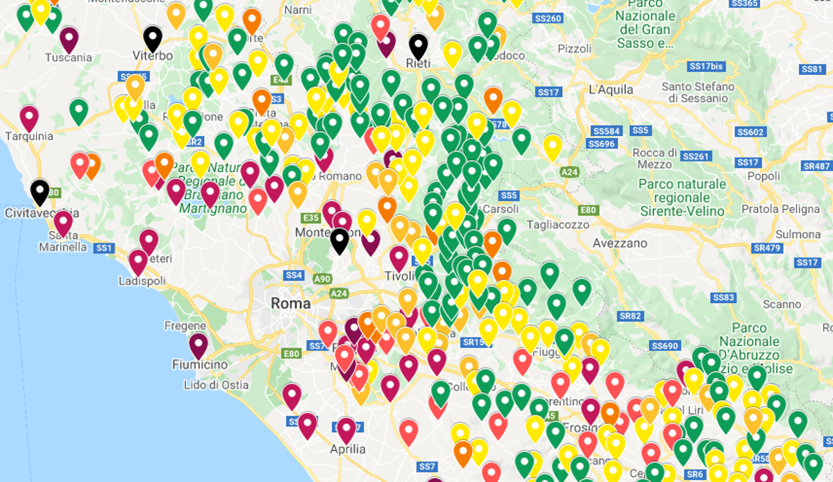 CORONAVIRUS MAPPA COMUNI LAZIO