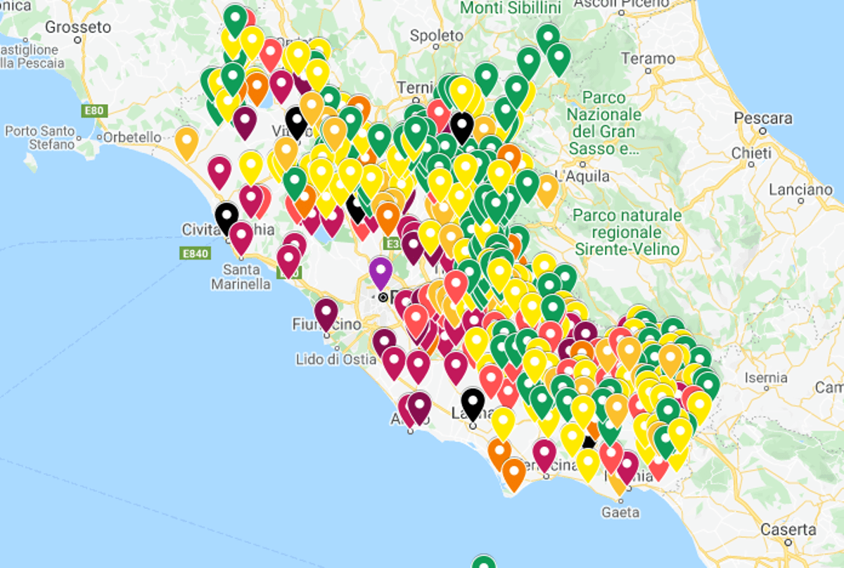 coronavirus mappa Lazio