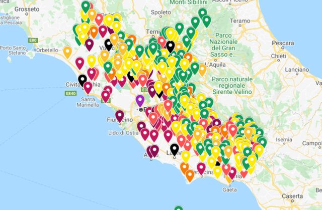 MAPPA LAZIOcovid mappa coronavirus lazio