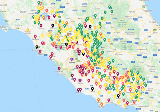 Mappa contagi nel Lazio