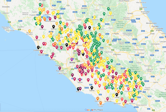 mappa Mappa Coronavirus Lazio