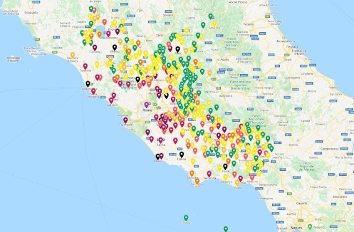 Mappa Coronavirus Lazio