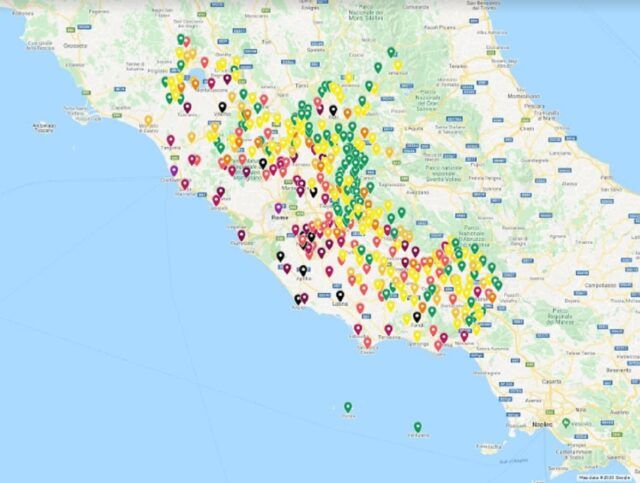 MAPPA CONTAGI LAZIO