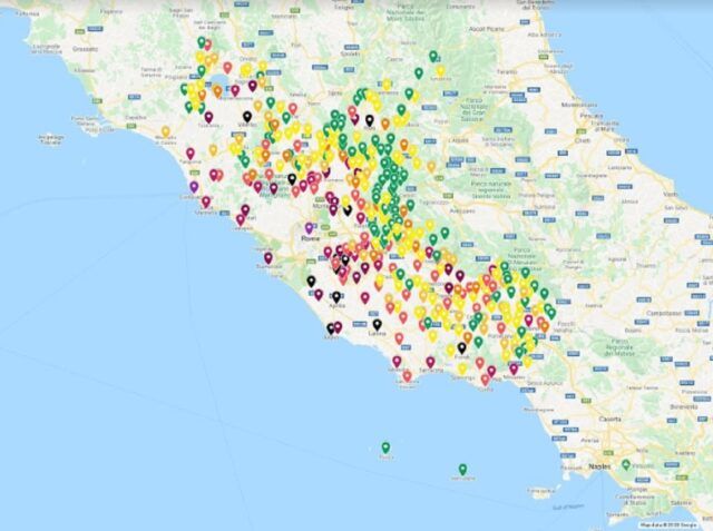 MAPPA CONTAGI LAZIO