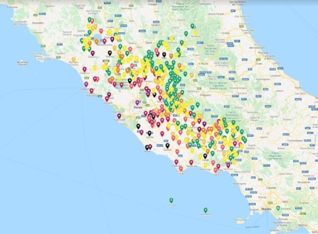 MAPPA CONTAGI LAZIO