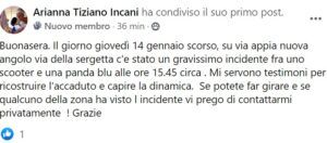 Appello testimoni incidente