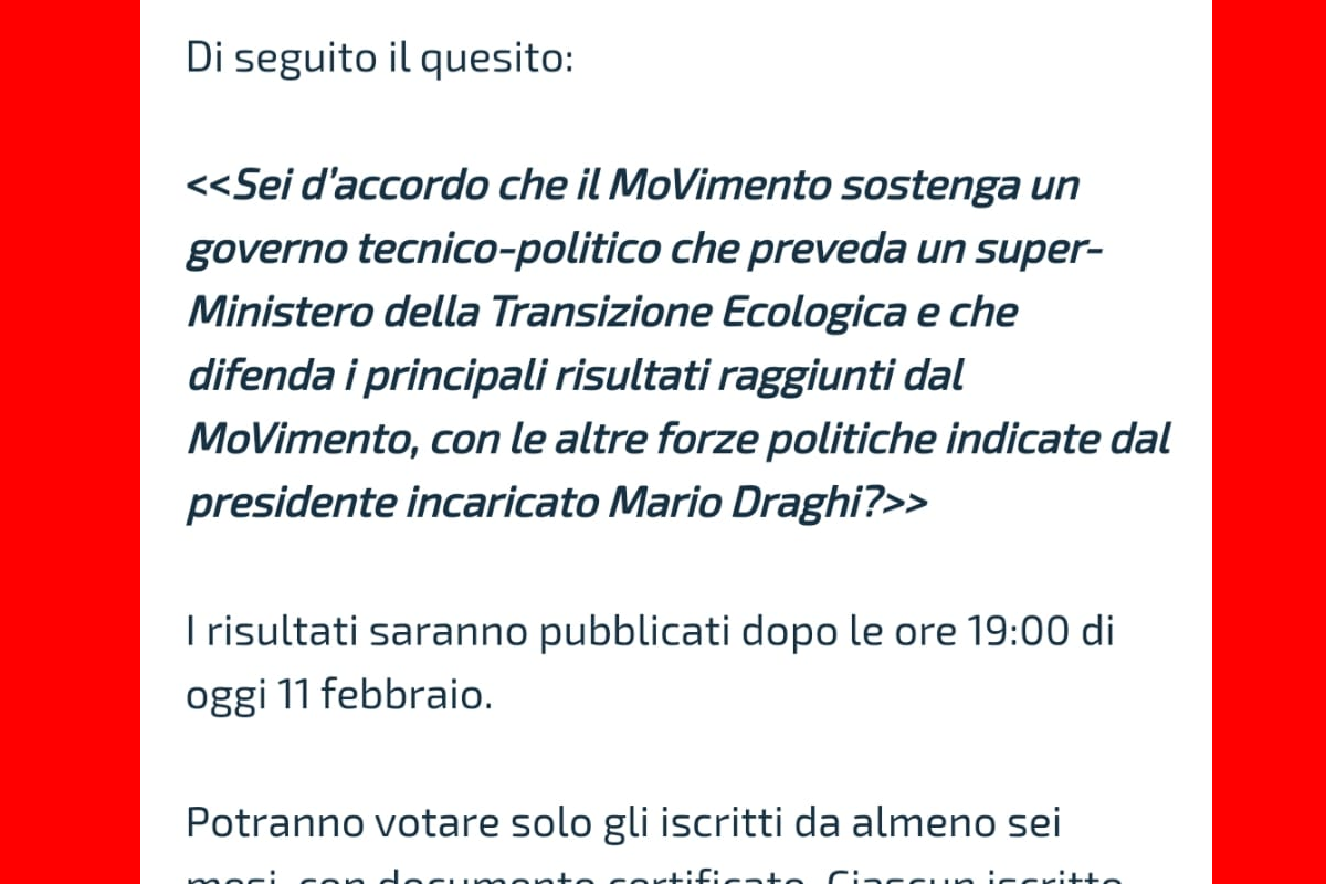 quesito M5S governo draghi