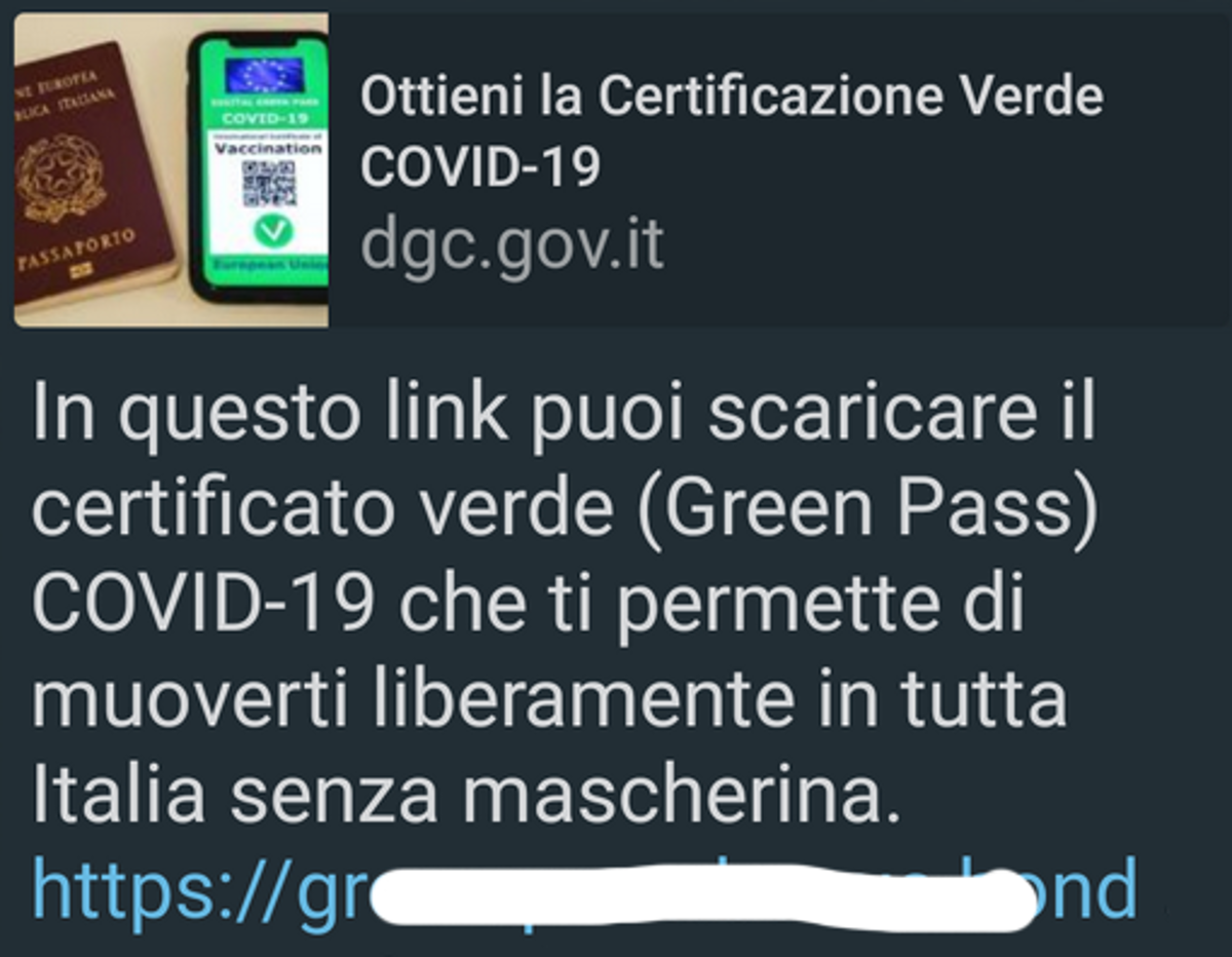 Green Pass, attenzione a questo messaggio WhatsApp: è una pericolosa truffa