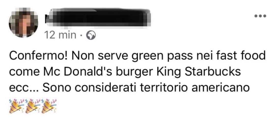 post virale mc donalds green pass