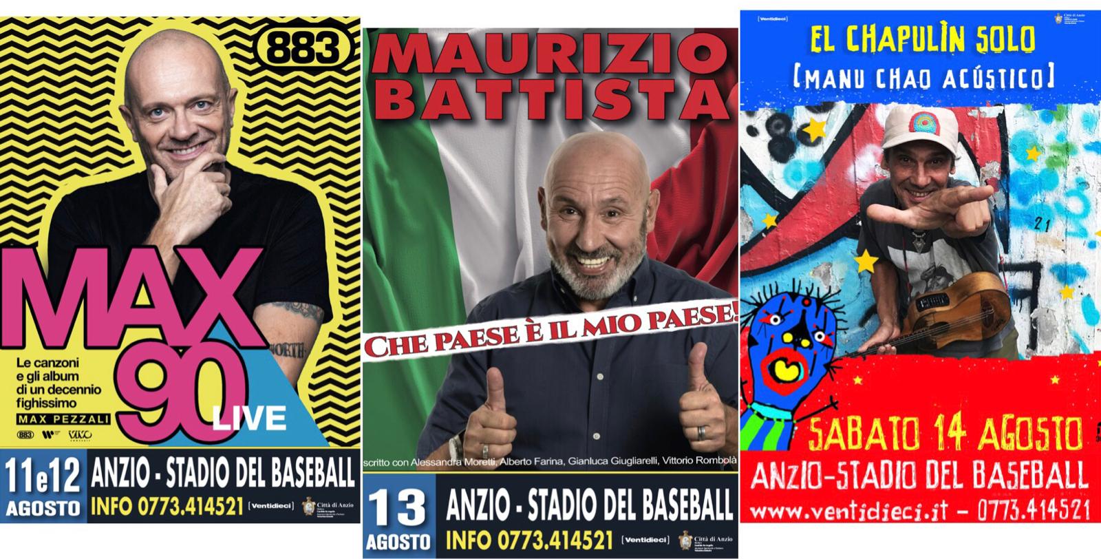 Maurizio Battista, Max Pezzali e Manu Chao ad Anzio