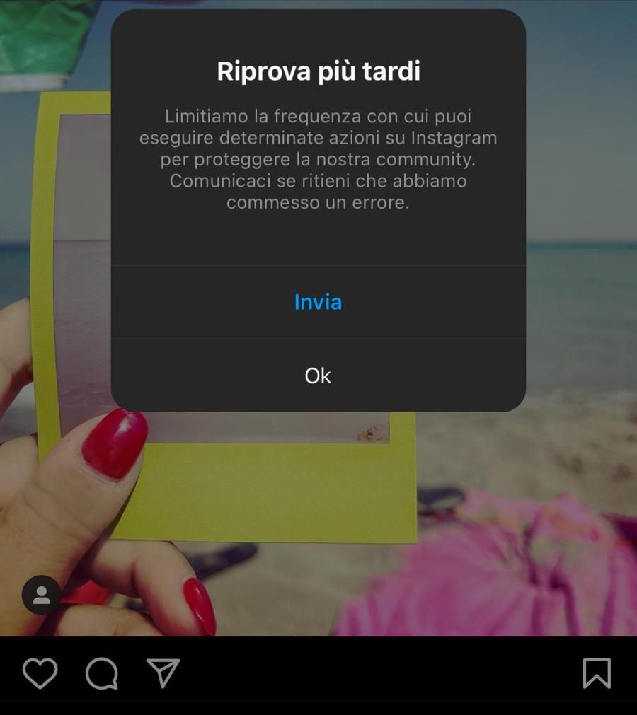 errore instagram riprova più tardi