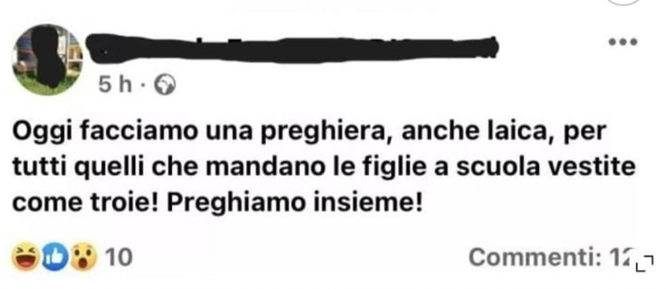 mandano le figlie a scuola vestite come troie