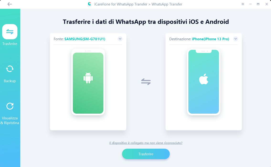 trasferire dati da un telefono Android a uno Apple