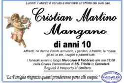 Morto Cristian Martino Mangsno