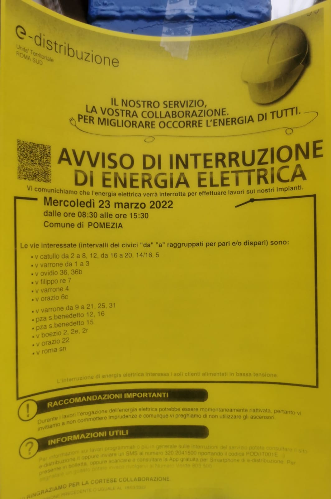 Pomezia, lavori Enel: mancherà la corrente per 7 ore, quando e dove,  l'elenco delle vie interessate