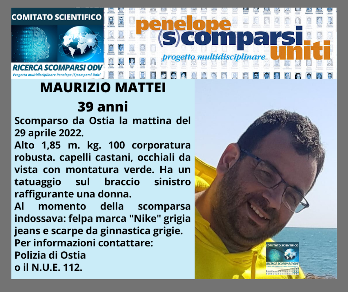 Maurizio Mattei scomparso a Ostia