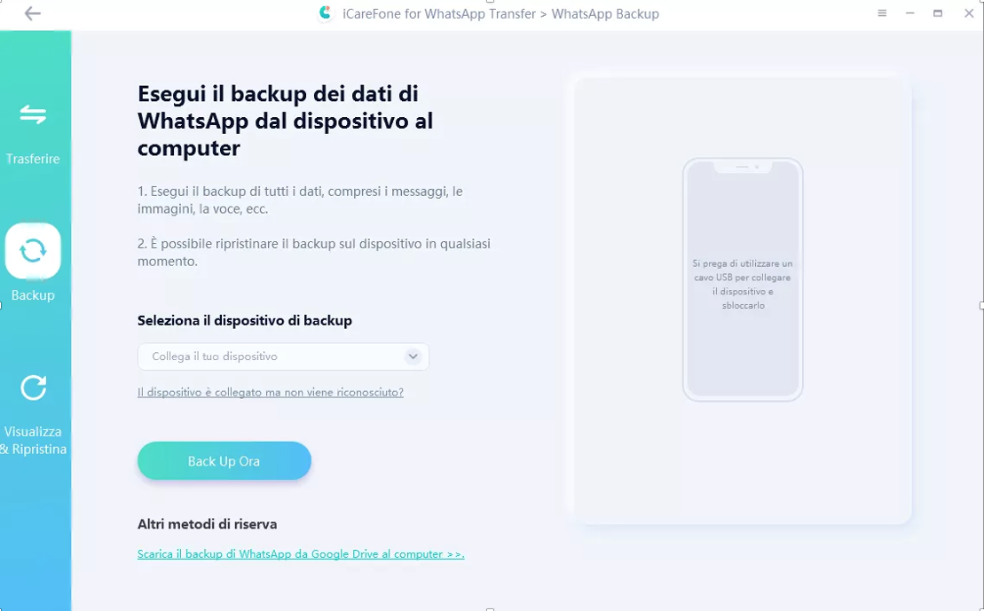 visualizzare backup whatsapp