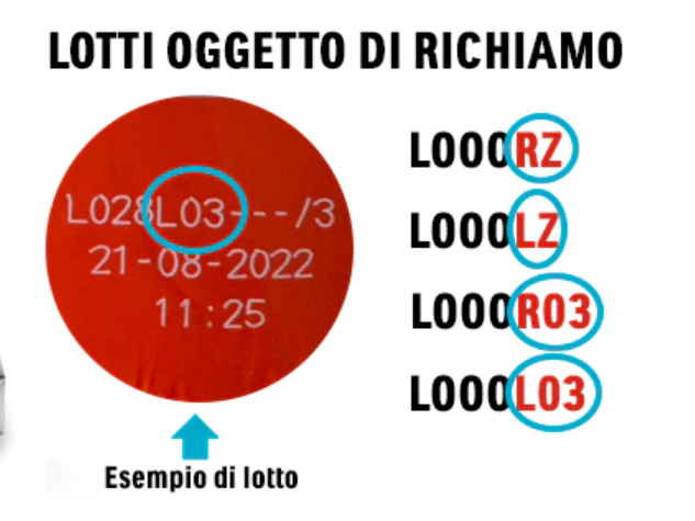 Lotti da non consumare dell'azienda Ferrero per le Uova Kinder