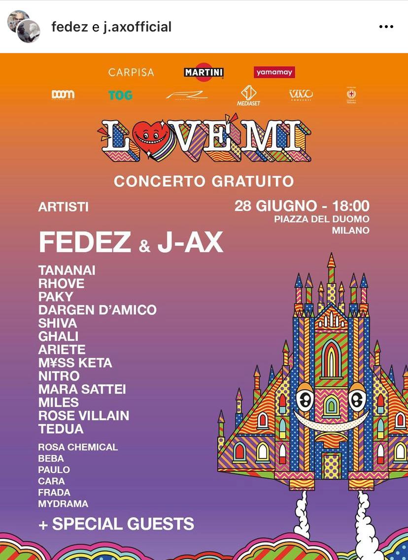 Fedez e J Ax Love Mi concerto chi parteciperà