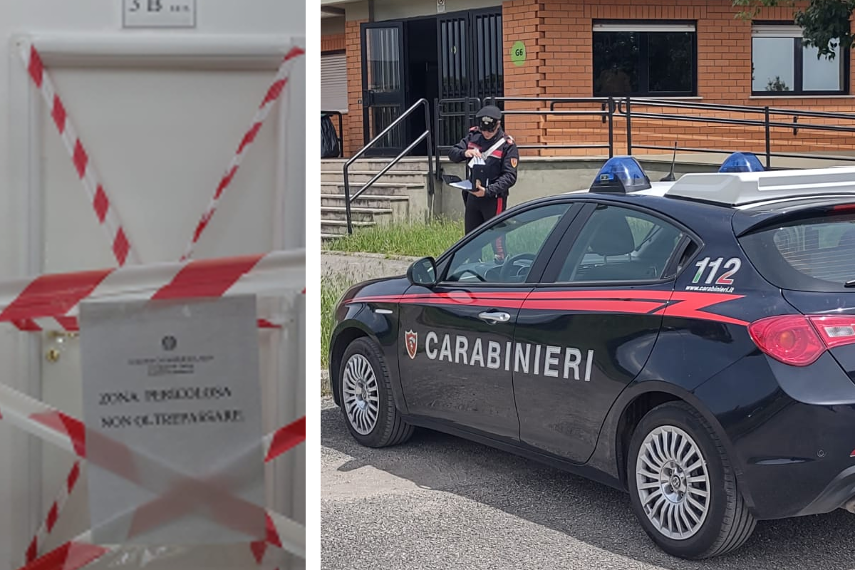 Carabinieri intervenuti nella classe dove è crollato il soffitto a Latina