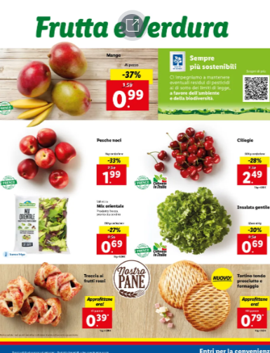 Volantino Lidl offerte Frutta e verdura