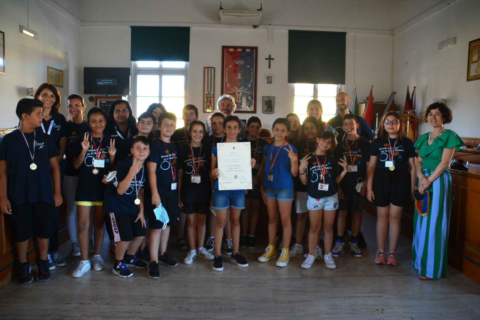 Gli alunni della classe vincitrice del contest sport e benessere