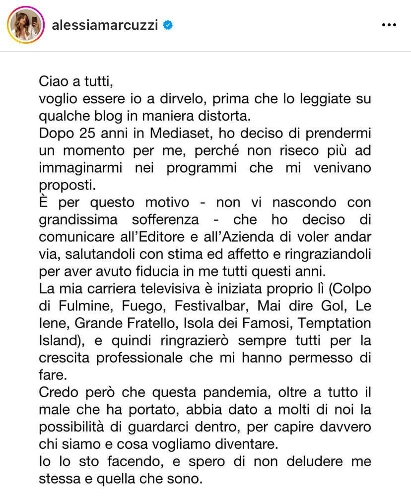 Alessia Marcuzzi addio alla Mediaset