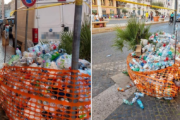 Rifiuti a Roma in via della conciliazione