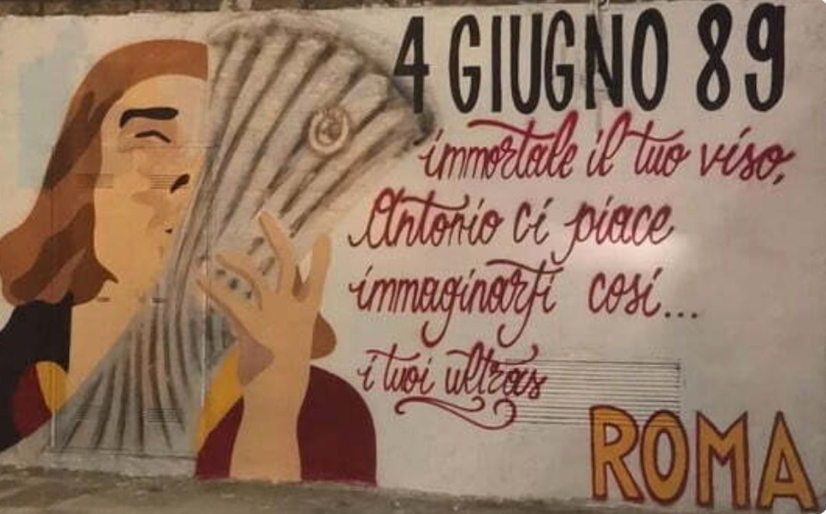 Murales dedicato ad Antonio De Falchi disegnato a Torre Maura