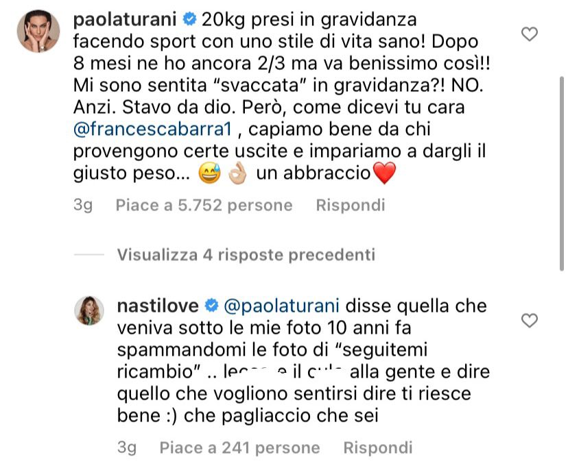 Paola Turani e Chiara Nasti lite