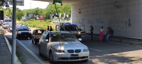 Polizia Locale sul luogo dell'incidente di oggi in zona Prati Fiscali