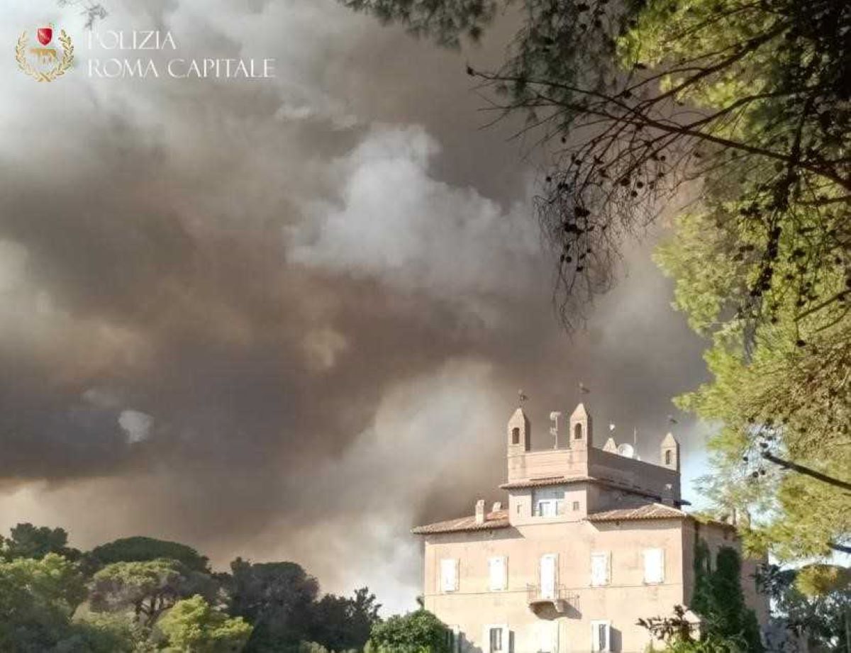 Incendio nella pineta di Castel Fusano