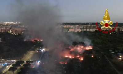Incendio centocelle vista notturna