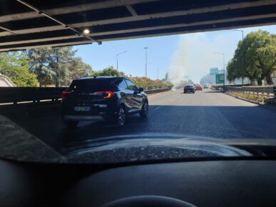 Incendio sulla Pontina, km 12