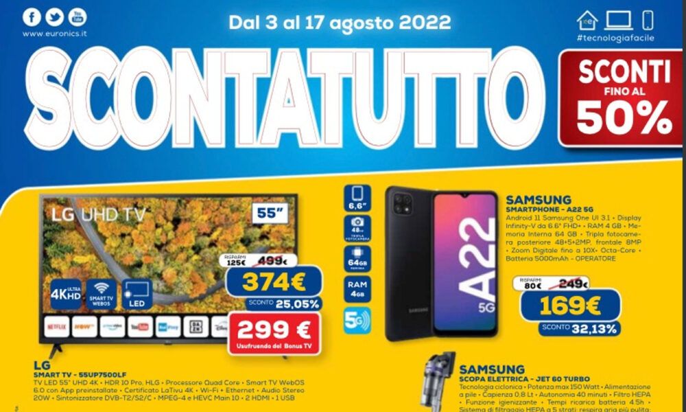 Immagine del volantino Scontattuto Euronics agosto 2022