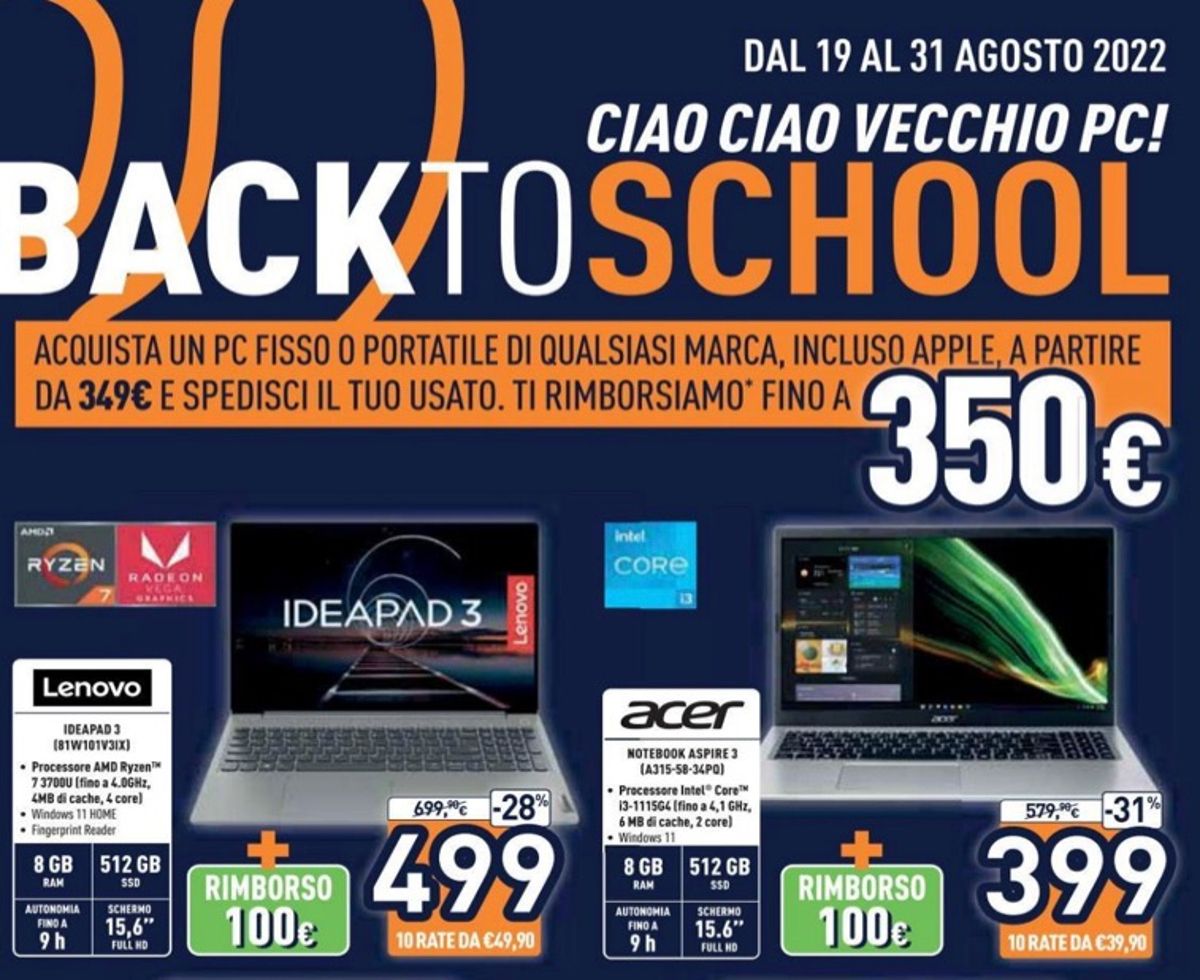 Volantino unieuro back to school