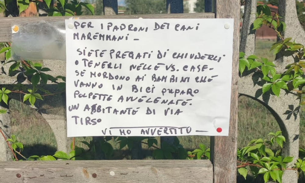 cartello di minacce a Fossignano