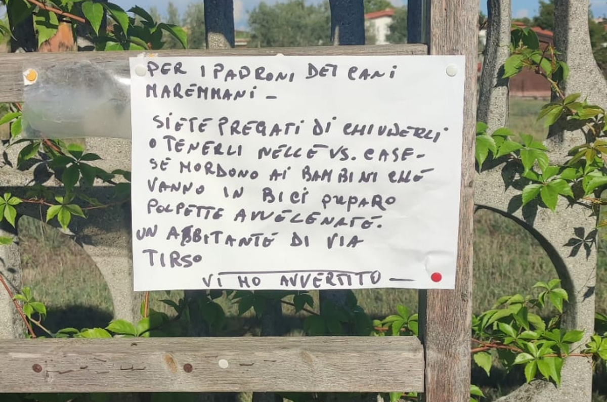 cartello di minacce a Fossignano
