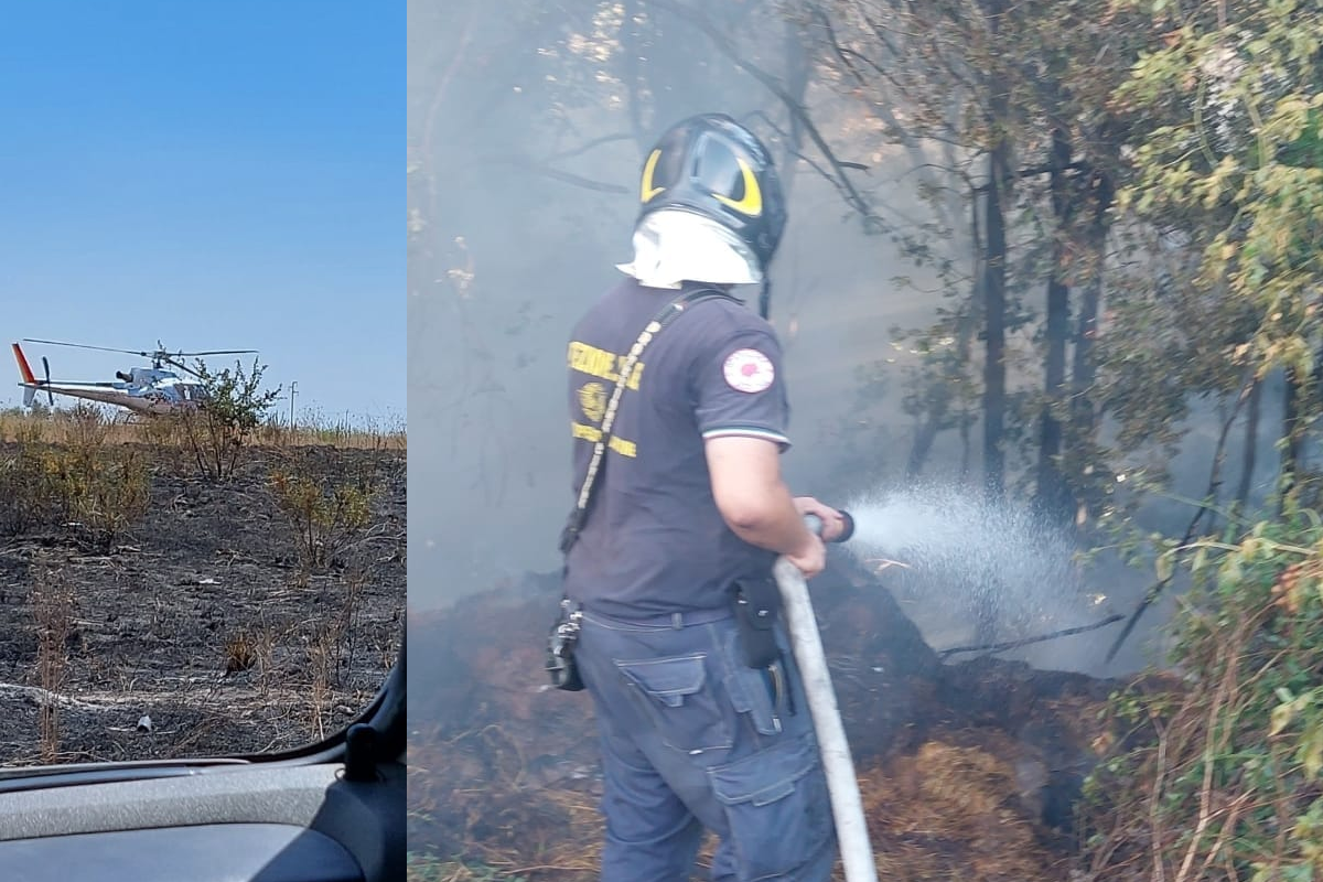 Incendio in via del quartaccio ad ardea operatore Protezione Civile Airone