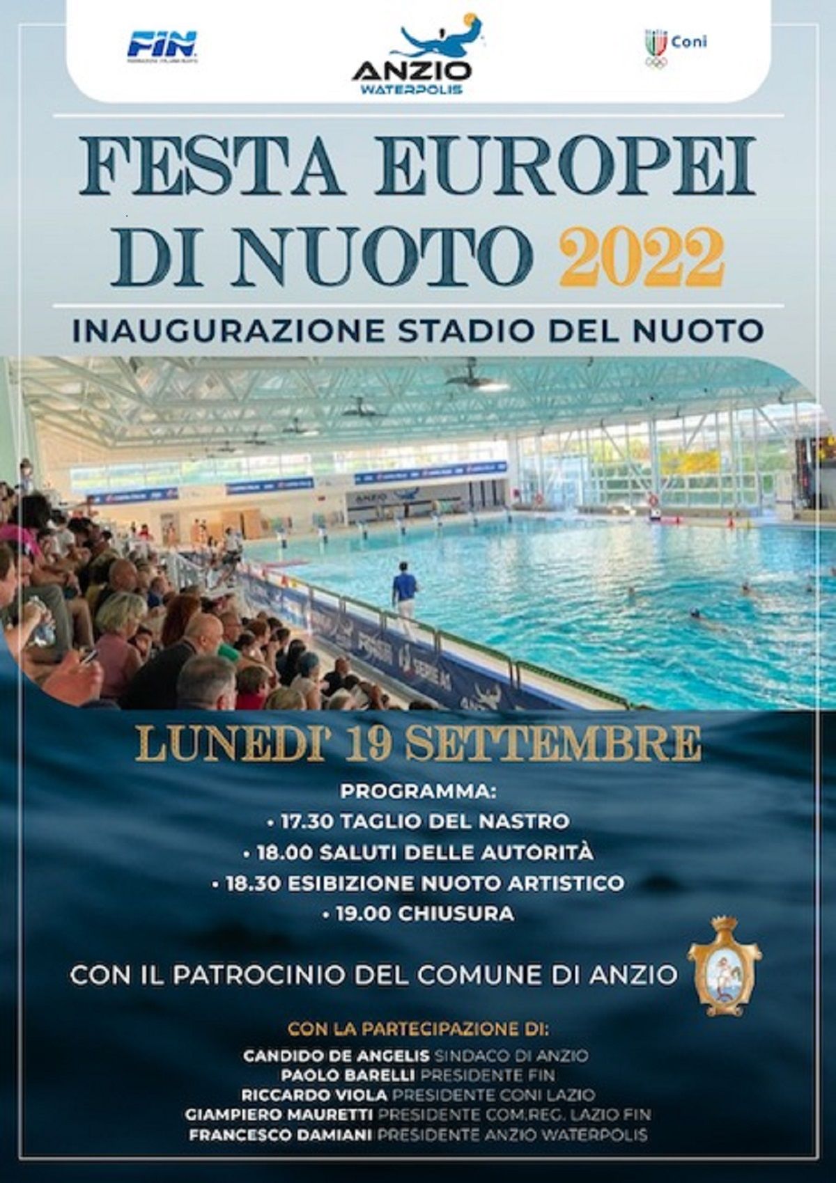 Anzio. Inaugurazione stadio del nuoto: la locandina