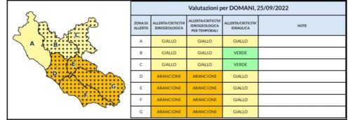 Allerta arancione nel Lazio per domani 25 settembre: il bollettino della Protezione Civile