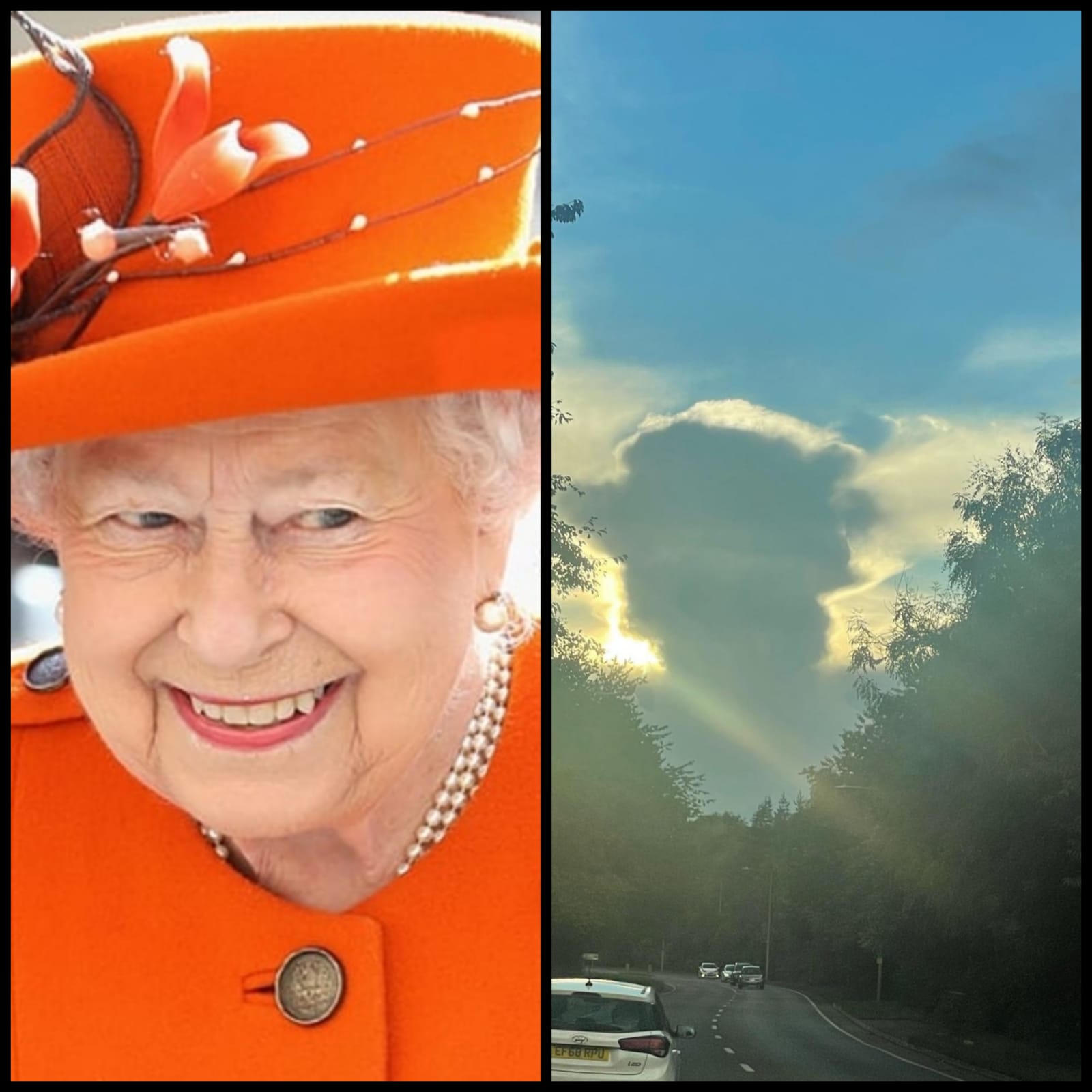 Elisabetta II, la sua sagoma è apparsa in una nuvola. La foto diventata subito virale