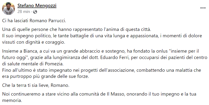 Morto Romano Parrucci