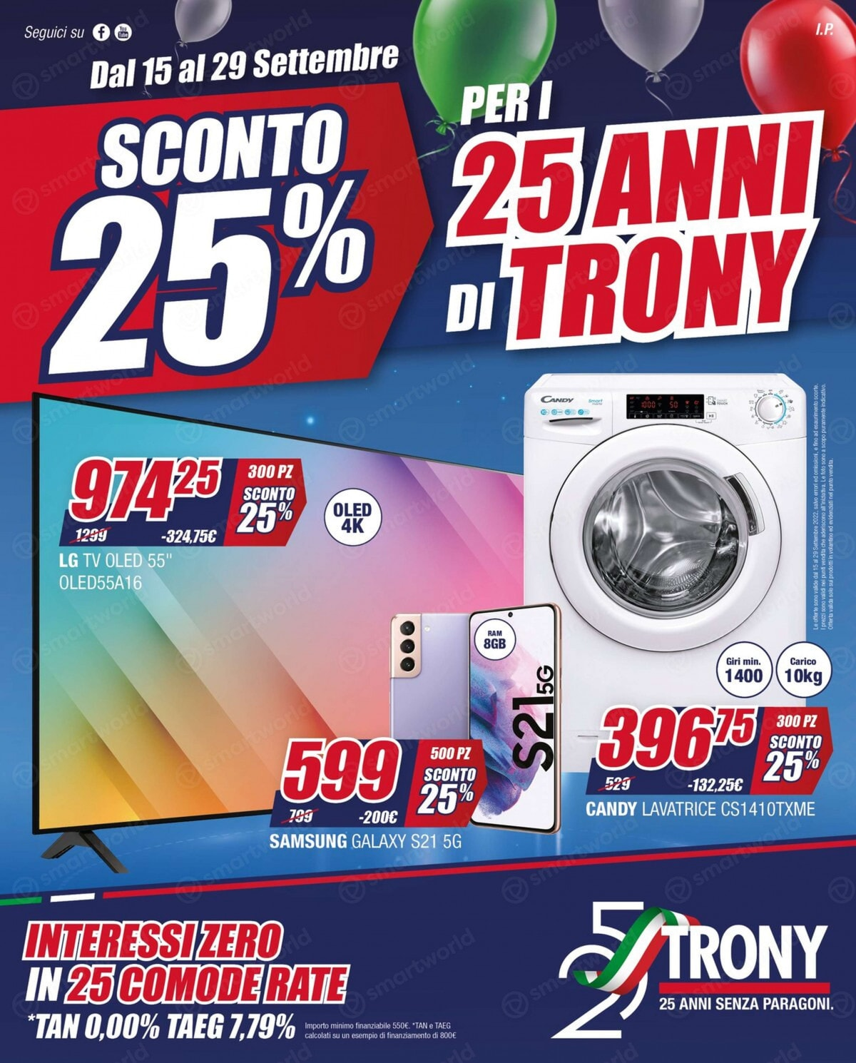 Volantino Trony, 'Sconto 25% per i 25 anni': offerte dal 15 al 29 settembre