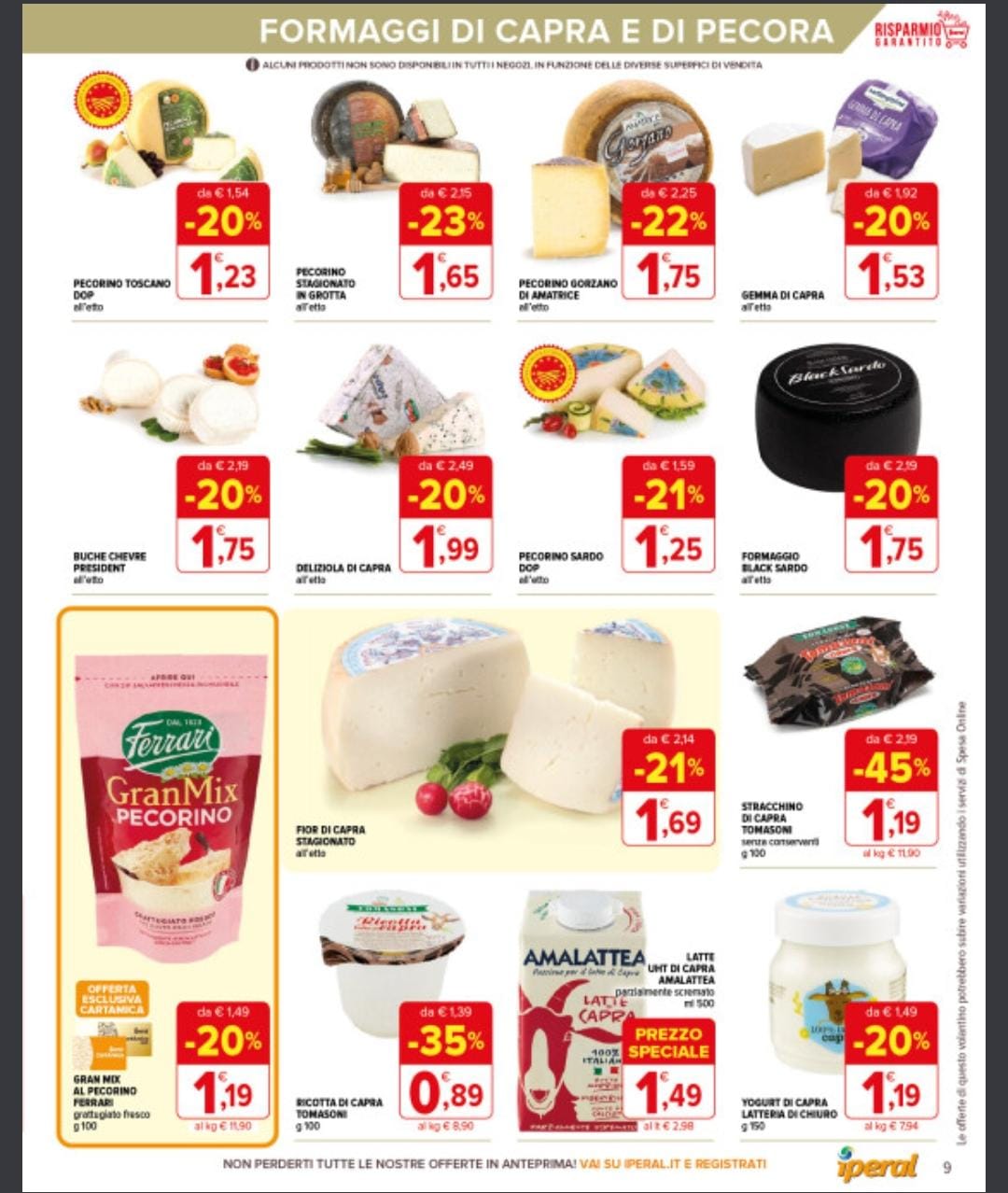 offerte formaggi Iperal