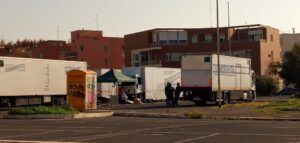 Set cinematografico a piazza Sirio