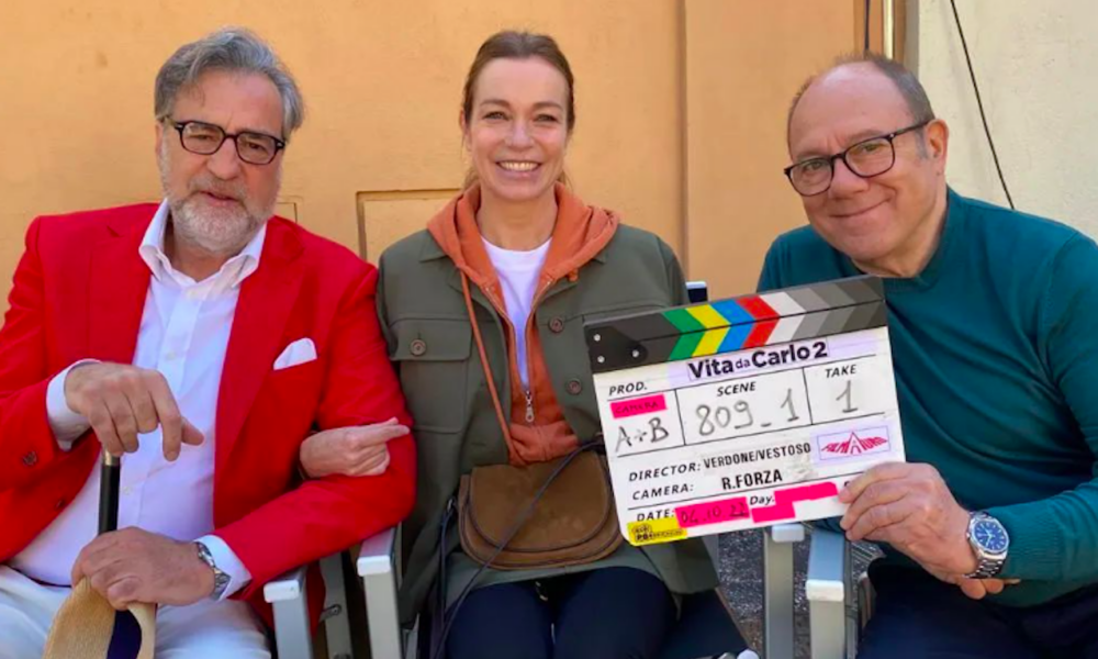 Carlo Verdone sul set di vita da carlo 2